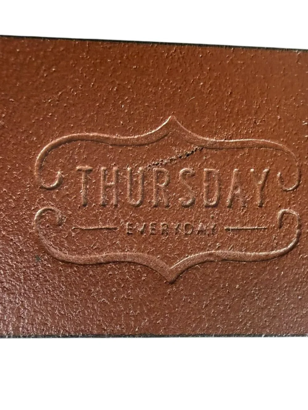 Brown Leather Belt THURSDAY BOOT CO Size 30.  MSRP $80 Gold Metal Square Buckle